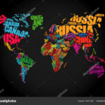 World Map in Typography word cloud