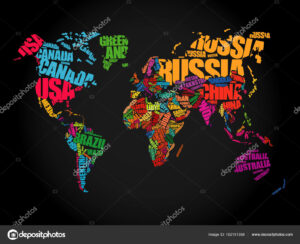 World Map in Typography word cloud